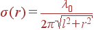 \sigma(r) = \frac{\lambda_0}{2\pi\sqrt{l^2+r^2}}